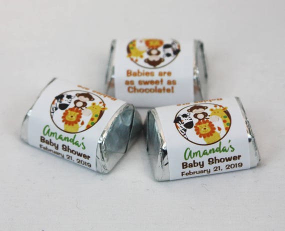 Bright Jungle Safari Animals Candy Wrapper Stickers Personalized Nugget Party Favors, Jungle Baby Shower or Birthday Il_570xn