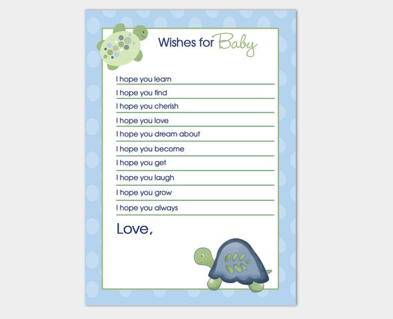 Turtle Reef Wishes for Baby Advice Card / Boy Baby Shower / Advice for Baby / Turtle Baby Shower Activity Printable INSTANT DOWNLOAD bs-108 Il_570xn