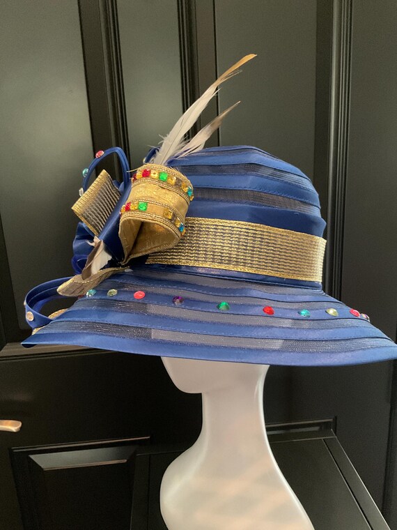 Derby Hat - One of a Kind Pink white wide brim hat. Kentucky Derby Hat. Kentucky Oaks  main image 4