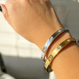 Elegant Gold filled Bangle with Sparkling Cubic Zirconia – Minimalist  Perfect for Layering and every occasion.