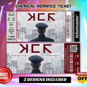 Personalisierte My Chemikalien Romanze Die Black Parade Tour Konzertkarte, Chemikalien Tour My Long Live Romance, Die Black Parade Konzertkarte