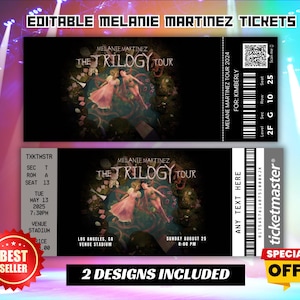 Melanie Martinez bearbeitbares Konzertticket, Die Trilogy Tour 2024, Memorabilia Überraschungsgeschenk, Martinez Bearbeitungskarte, digitaler Download