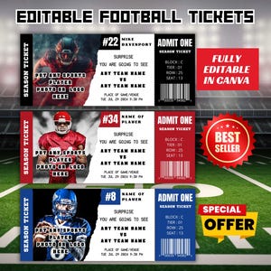 Bearbeitbares Überraschungs-Fußballspielticket, druckbares Sportüberraschungsticket, Fußballticket, druckbares Fußballticket, benutzerdefiniertes Ticket