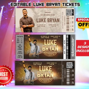 Bearbeitbares Luke Bryan Konzertticket, Geist eines Country Boy Tourtickets, Andenken, benutzerdefiniertes Ticket, bearbeitbares Überraschungsticket, digitaler Download