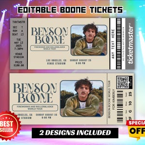 Bearbeitbares Konzertticket, Feuerwerk und Rollerblades Tour 2024, Memorabilia Überraschungsgeschenk, Benson Edit Ticket, digitaler Download
