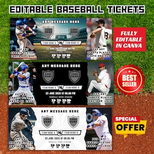 Bearbeitbares Überraschungs-Baseball-Spielticket, druckbares Sportüberraschungsticket, Baseballticket, druckbares Baseballticket, druckbares Sportticket