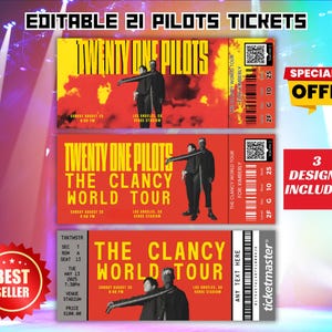 21 Piloten bearbeitbares Konzertticket, einundzwanzig Piloten Clancy Tour 2024, Erinnerungsstücke Überraschungsgeschenk, 21 Piloten bearbeiten Ticket, digitaler Download