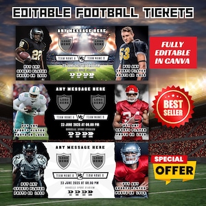 Bearbeitbares Überraschungs-Fußballspielticket, druckbares Sportüberraschungsticket, Fußballticket, druckbares Fußballticket, benutzerdefiniertes Ticket