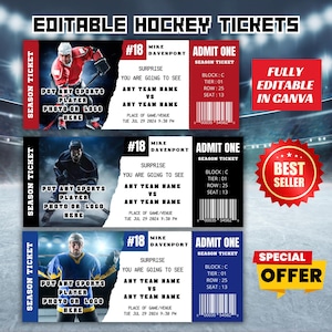 Bearbeitbares Überraschungshockeyspielticket, druckbares Sportüberraschungsticket, Hockeyticket, druckbares Hockeyticket, benutzerdefiniertes Sportticket