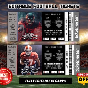 Bearbeitbares Überraschungs-Fußballspielticket, druckbares Sportüberraschungsticket, Fußballticket, druckbares Fußballticket, benutzerdefiniertes Ticket