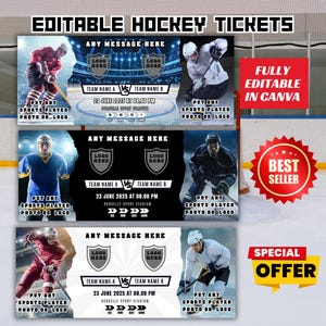 Bearbeitbares Überraschungshockeyspielticket, druckbares Sportüberraschungsticket, Hockeyticket, druckbares Hockeyticket, benutzerdefiniertes Sportticket