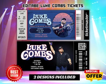 Editable Luke Combs Tour Ticket, Tour Ticket, Luke Combs Tour, Editable Ticket, Canva Template, Surprise Gift, concert ticket, custom ticket