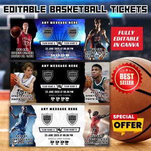 Bearbeitbares Überraschungsbasketballspielticket, druckbares Sportüberraschungsticket, Basketballticket, druckbares Basketballticket, benutzerdefiniertes Ticket