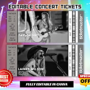 Bearbeitbares Konzertticket Canva, DIY-Kartenvorlage, Überraschungsgeschenk, druckbare benutzerdefinierte Konzertkarte, Geburtstagsgeschenkidee, digitaler Download