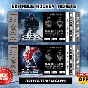 Bearbeitbares Überraschungshockeyspielticket, druckbares Sportüberraschungsticket, Hockeyticket, druckbares Hockeyticket, benutzerdefiniertes Sportticket