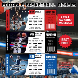 Bearbeitbares Überraschungsbasketballspielticket, druckbares Sportüberraschungsticket, Basketballticket, druckbares Basketballticket, benutzerdefiniertes Ticket