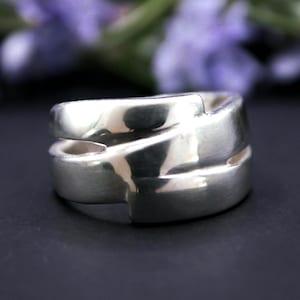Vintage 925 Sterling Silver Skulptural Wrap Ring - Minimalistisk Statement-armband