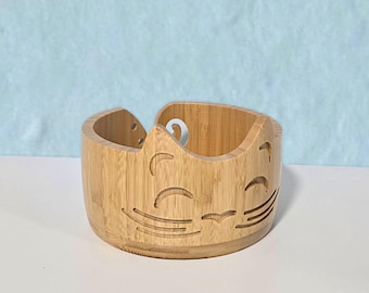 Cat Yarn Bowl Wood