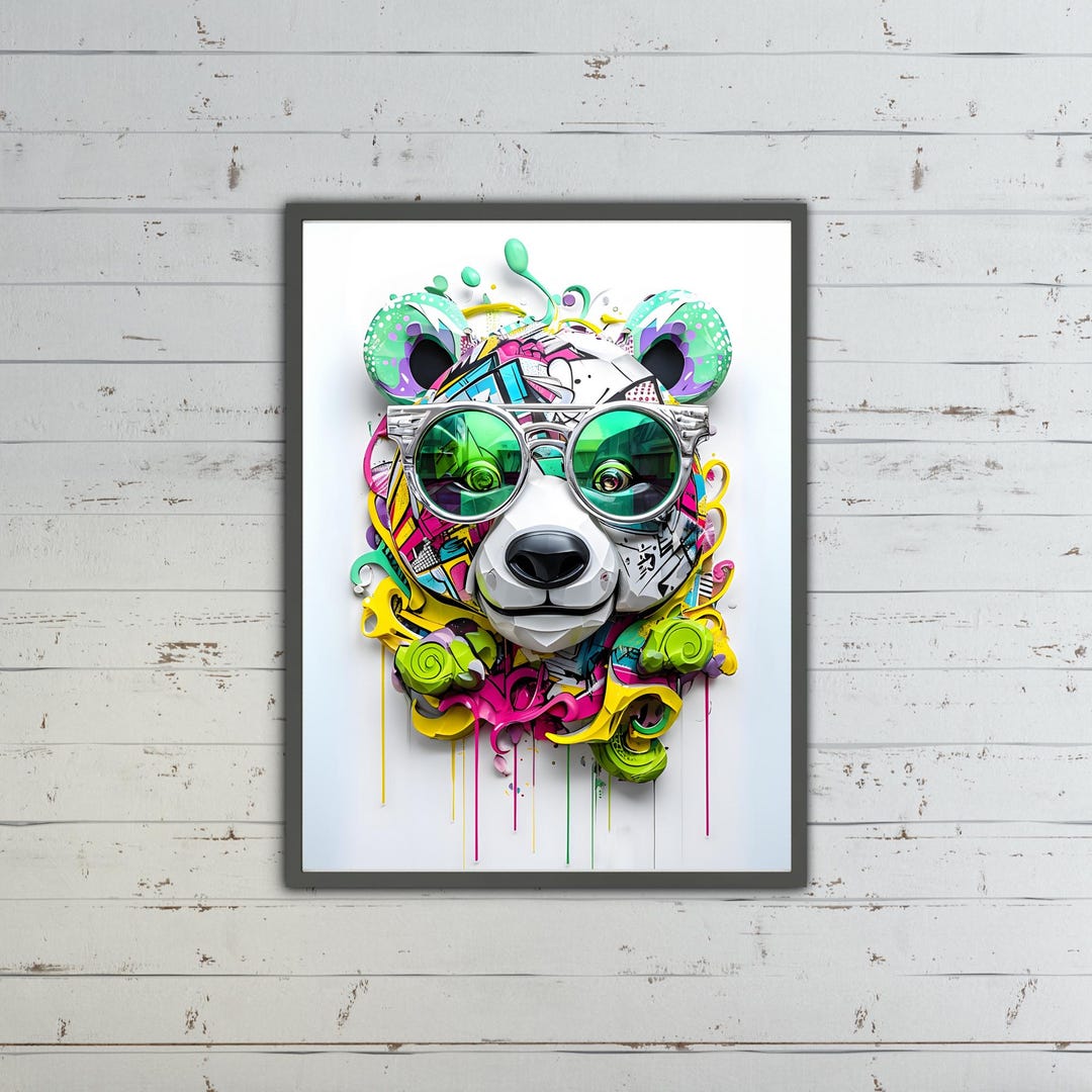 Graffiti Panda/bear Digital Print - Vibrant Urban Street Art - Etsy