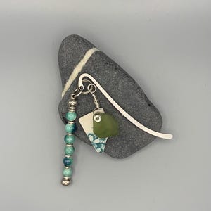 Scottish sea glass,pottery,bead  book marker-  genuine sea glass book lover gift - bookmarker gift birthday gift unique gift