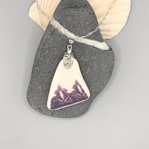 Purple sea pottery- sterling silver necklace- Unusual, unique piece of sea pottery made into a pendant/necklace- gift for her- birthday-