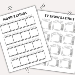Movie and TV Show Tracker Bundle for Film Lovers Printable Series Planner Movie Review Gift A5 A4 Bullet Junk Journal Pages Habit Tracker