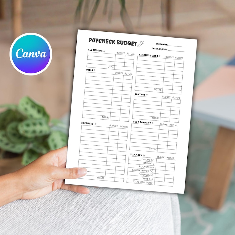Paycheck Budget Planner Worksheet, Debt & Money Tracker (Digital Download) image 9