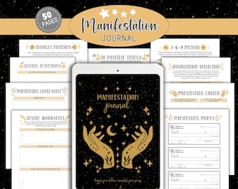 Digital Manifestation Journal: Law of Attraction Printable Planner Attract Money Love Career  (Digital Download)