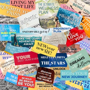 Vision Board Printables Kit Manifestation Ritual Moodboard 2025 Vision Board Party Manifestieren Kit Positive Zitate Gesetz der Anziehung