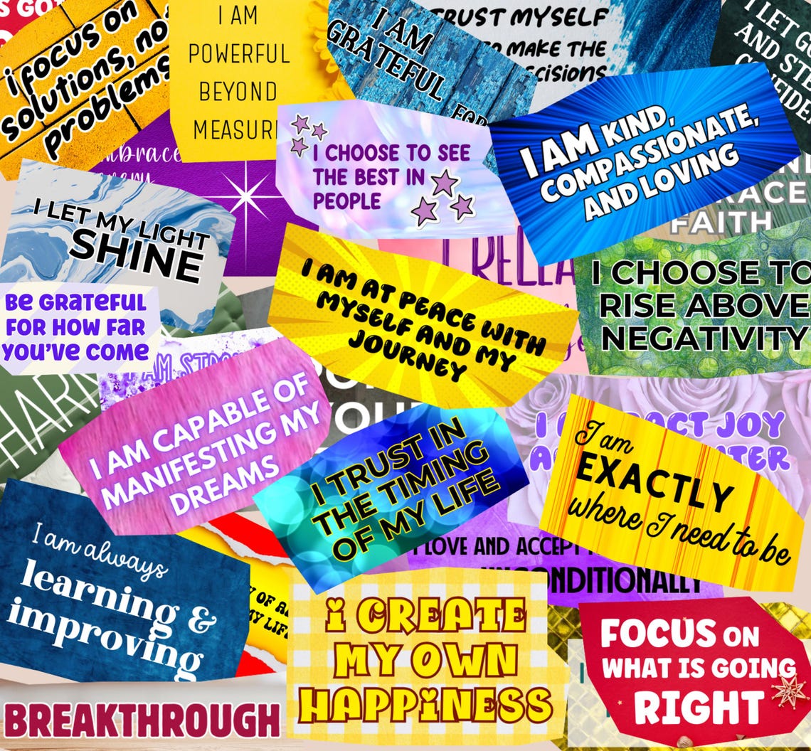 Positive Affirmations Vision Board Kit: Manifestation Ritual (digital ...