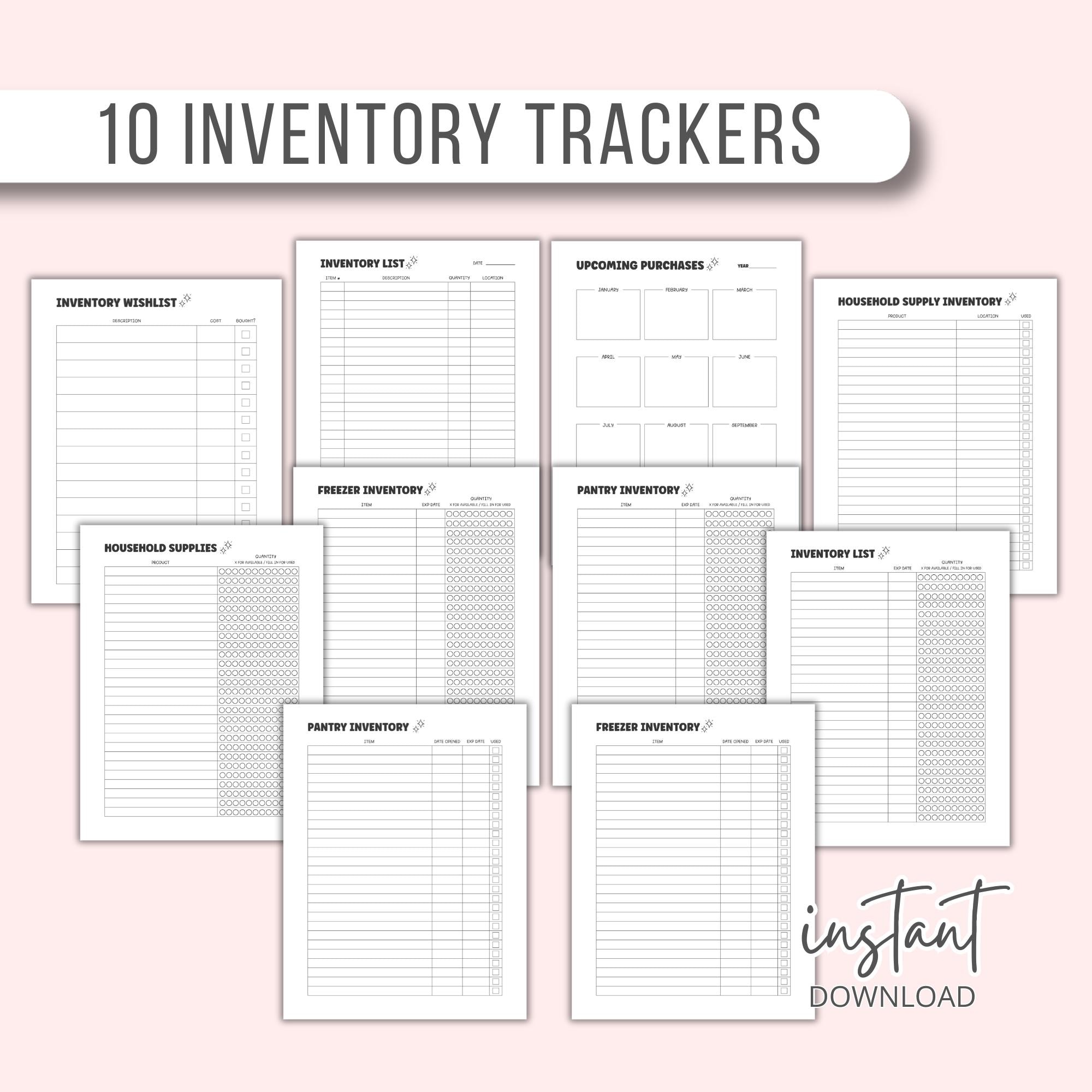 Household Inventory Tracker Bundle: Printable Inventory Management ...