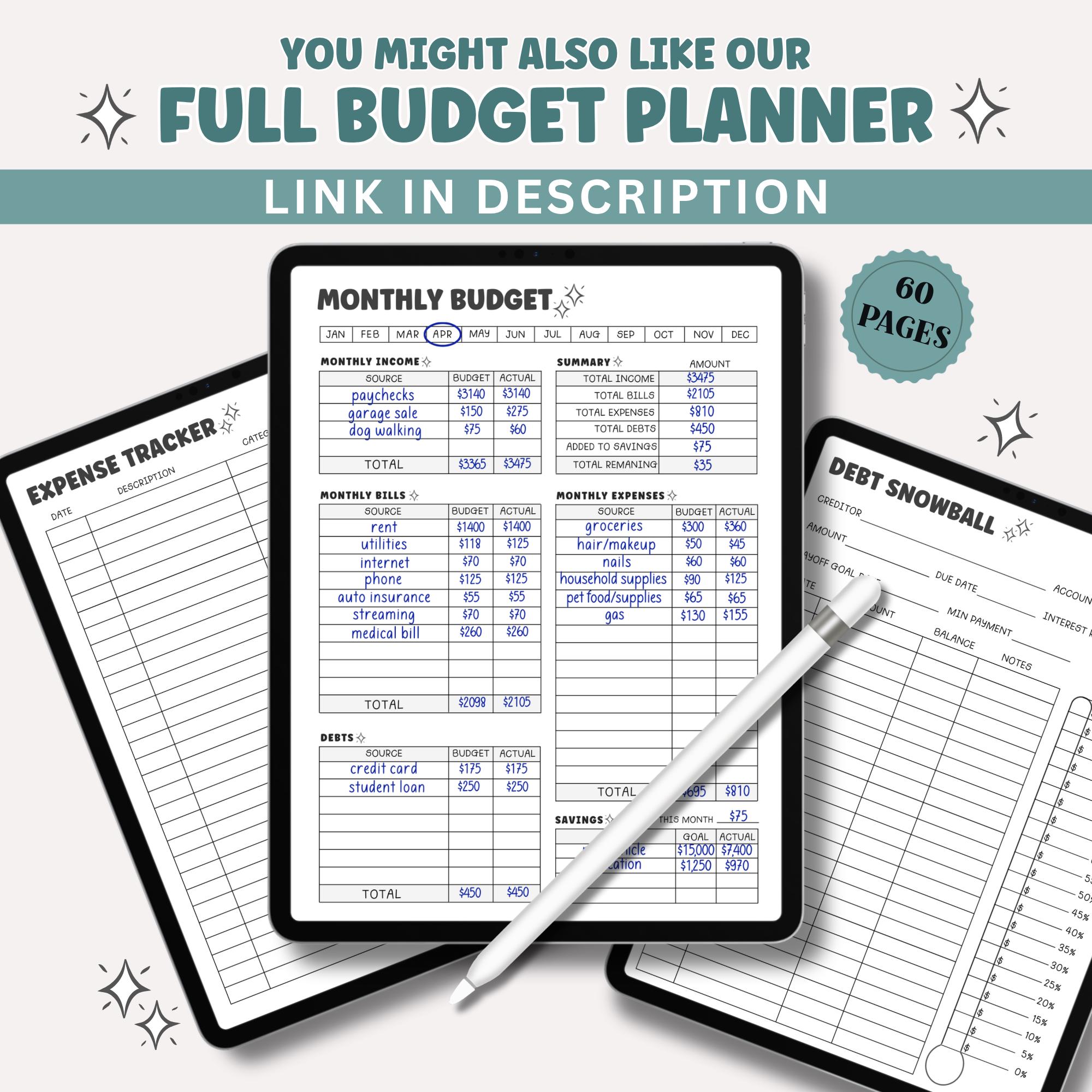 Weekly Budget Planner Worksheet for Bullet Journal | Family Paycheck ...