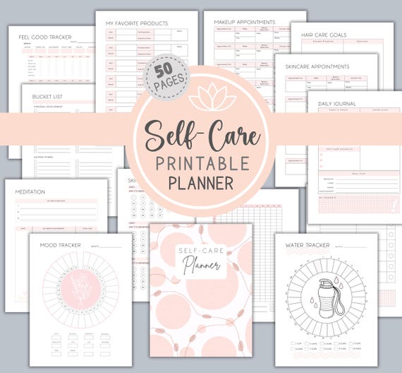 Self-Care Planner Printable: Wellness, Mood & Water Tracker (PDF)