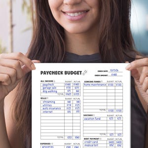 Paycheck Budget Planner Worksheet, Debt & Money Tracker (Digital Download) image 4