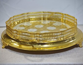 Handcrafted Brass Decorative Tray – Elegant Vintage Design | Free Shipping