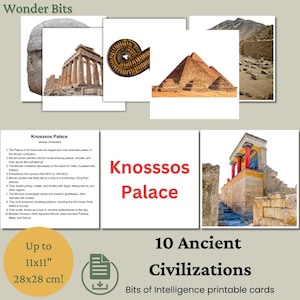 Oude beschavingen-flashcards – educatieve geschiedeniskaarten voor kinderen | Stukjes intelligentiekaarten | Afdrukbare digitale leerkaarten