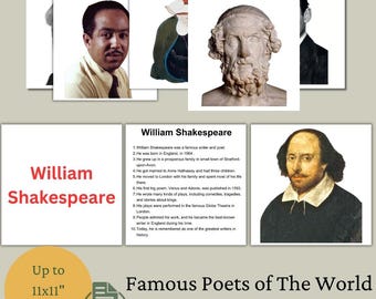 Grandes poetas del mundo / Tarjetas didácticas para niños (tarjetas digitales imprimibles)