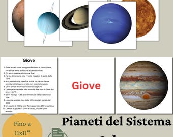 Pianeti del Sistema Solare / Schede educative / Carte didatiche / Decorazione Stanza Bambini / Tarjetas flash