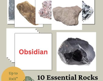 Tarjetas didácticas de rocas esenciales: Tarjetas educativas de geología para niños (PDF y PNG)