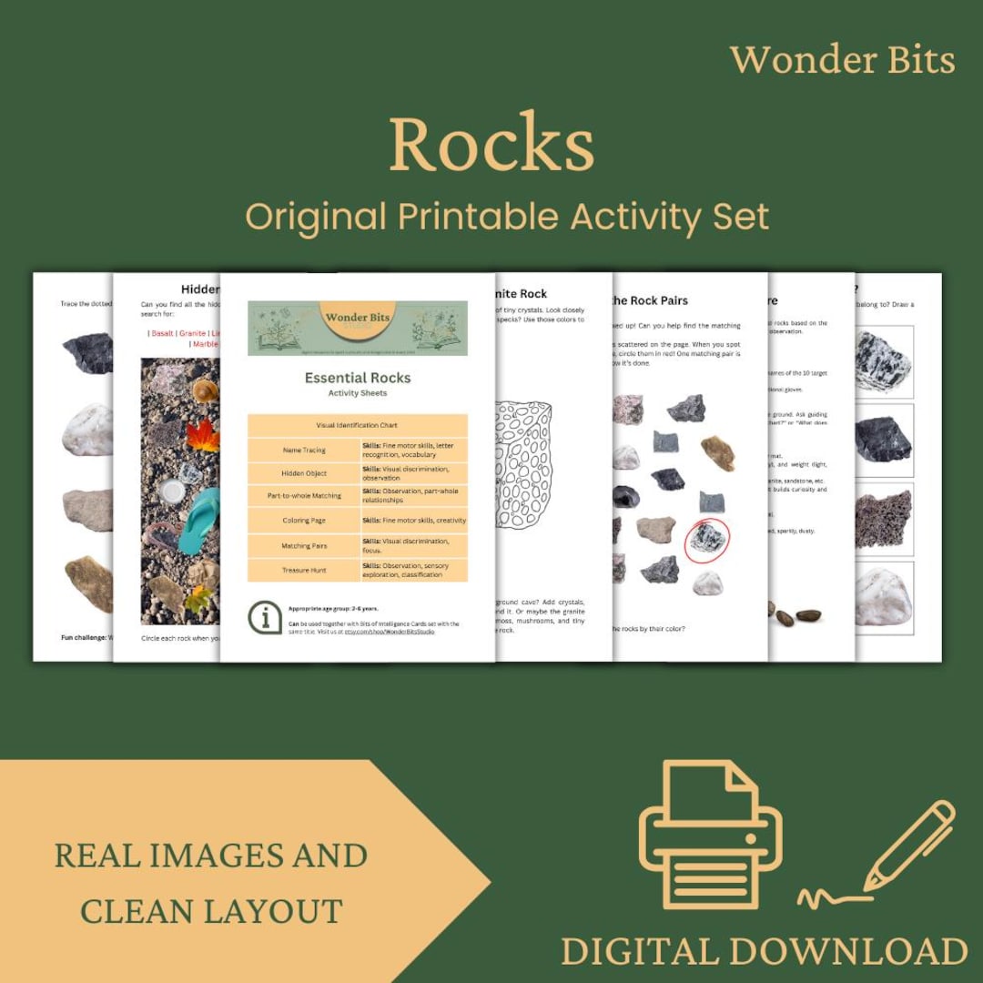 Rocks Printable Activity Set for Kids | Educational Worksheets ...
