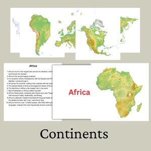 Stukjes intelligentiekaarten | Continentenset | Afdrukbare digitale leerflashcards voor kinderen