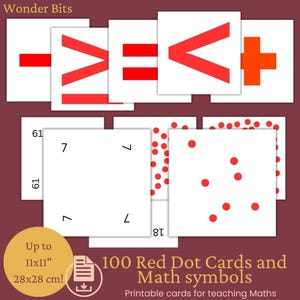 Schede didattiche Doman Red Dot per l'apprendimento precoce della matematica / Schede didattiche stampabili di matematica ispirate a Glenn Doman per bambini / Schede Red Dot per l'istruzione parentale