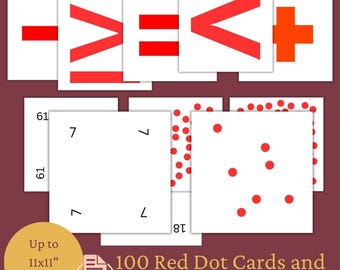 Tarjetas de matemáticas Red Dot: inspiradas en Glenn Doman, aprendizaje temprano (PDF y PNG)