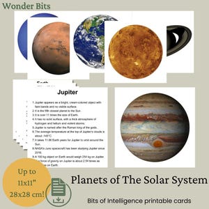 Cartes Bits Intelligence | Planètes du système solaire | Cartes d'apprentissage numériques imprimables pour enfants