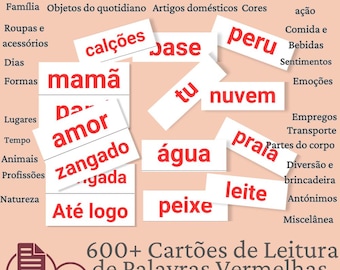 Flashcards de Palavras Vermelhas em Português(PT-PT): Aprendizagem Precoce Inspirada em Glenn Doman