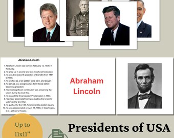 Tarjetas didácticas de los presidentes de EE. UU.: Glenn Doman inspiró el aprendizaje de la historia (PDF y PNG)