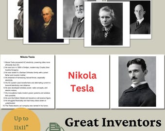 Grandes inventores / Tarjetas didácticas de aprendizaje temprano para niños (tarjetas imprimibles inspiradas en Montessori)
