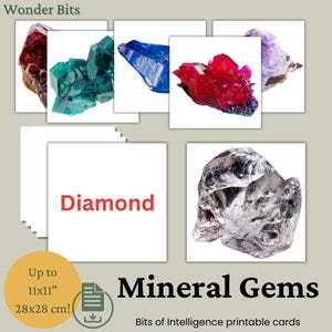 Minerale edelstenen Flashcard | Educatieve geologiekaart voor kinderen en liefhebbers van mineralen | Afdrukbare natuurleerkaart | Bits of Intelligence-kaart