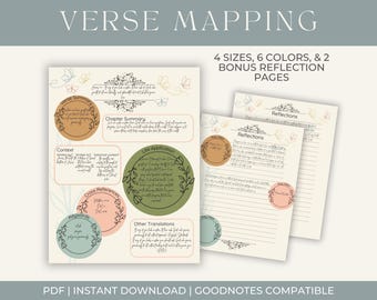 Bible Verse Mapping Dots Printable | Daily Devotional Journal | Bible Study Template | Topic Scripture Study
