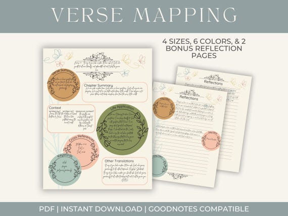 Bible Verse Mapping Dots Printable | Daily Devotional Journal | Bible Study Template | Topic Scripture Study